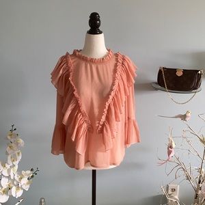 floral print ruffle long sleeve top